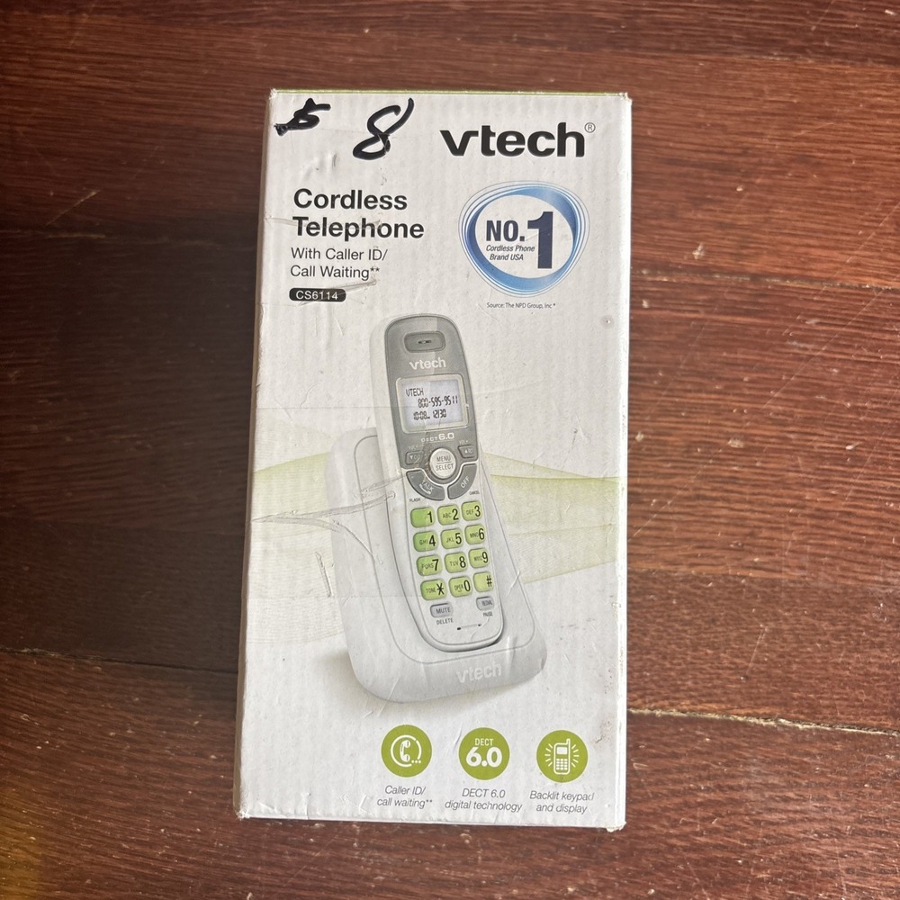 VTech‎ CS6114 DECT 6.0 Cordless Phone with Caller ID/Call Waiting, White/Grey